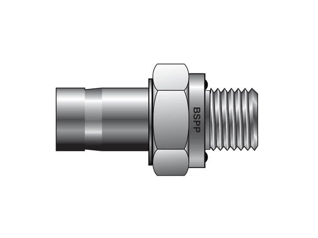 T2HF 6-1/2R-ED-SS CPI Metric Tube BSPP Tube End Male Adapter with ED Seal - T2HF R-ED